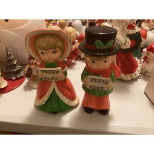vintage ceramic christmas carolers sri lanka. set of 2 very good shape